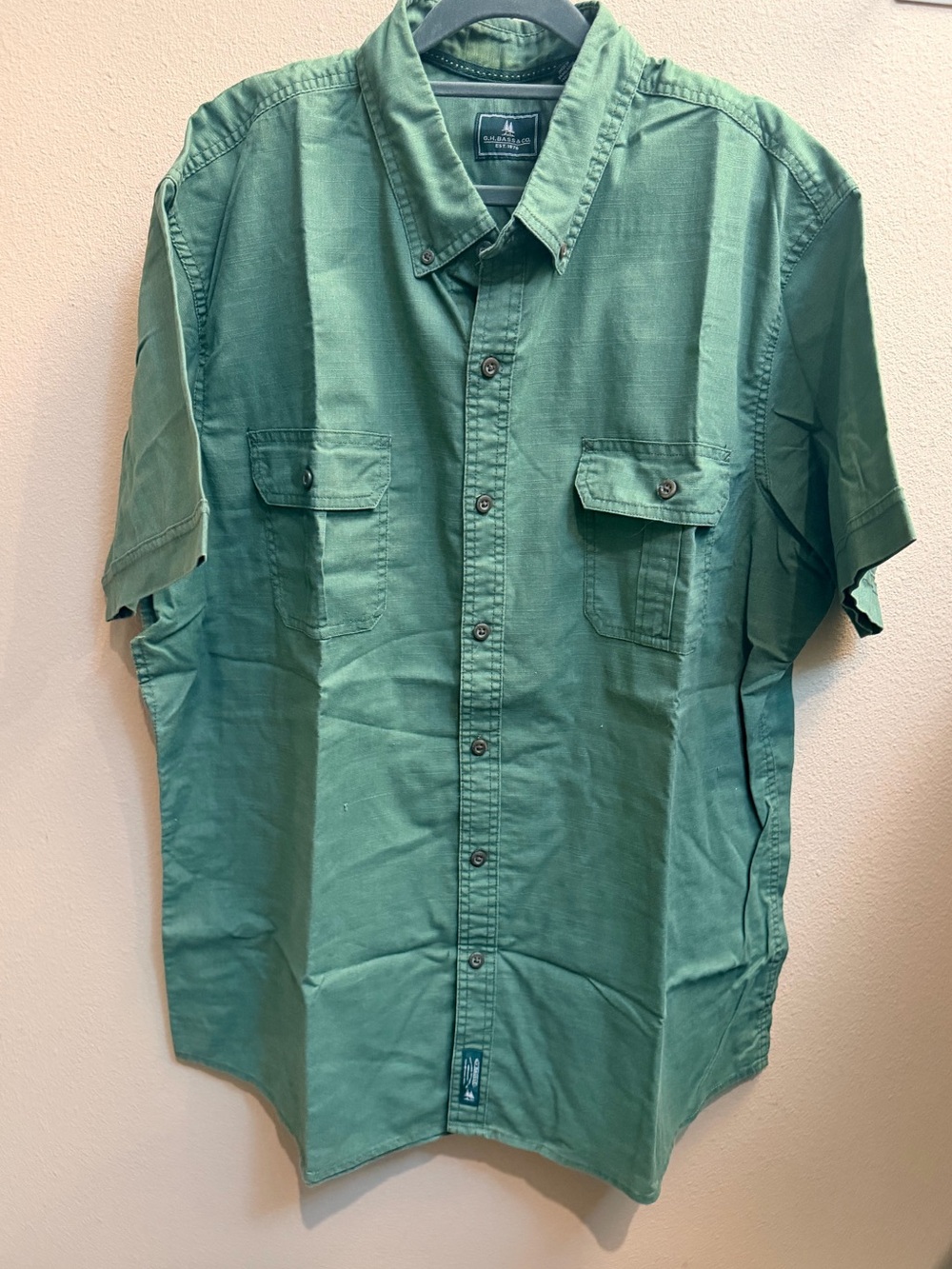G.H. Bass & Co. Men's Olive Green Short Sleeve Shirt SZ XXL Outdoors Safari